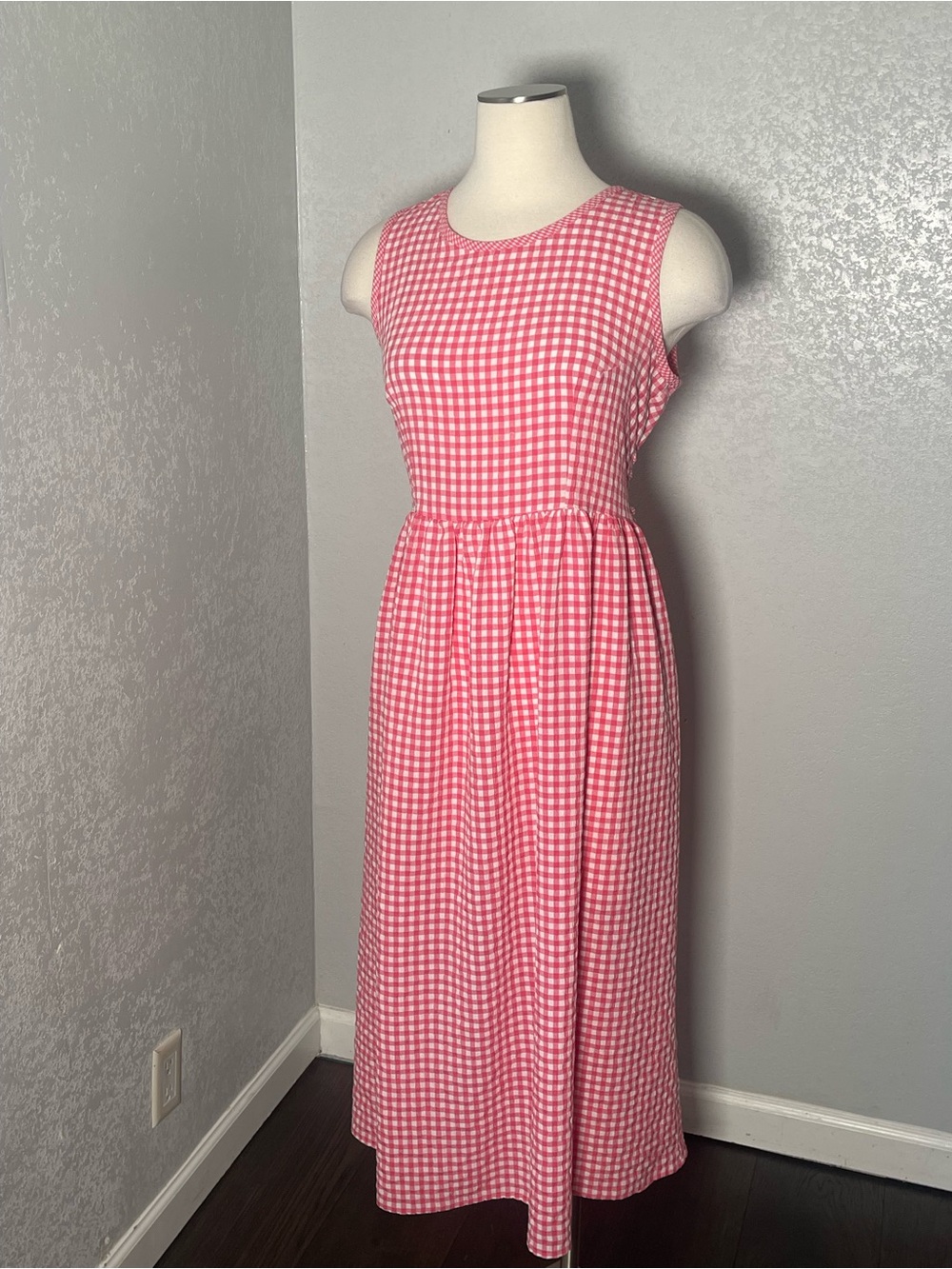 Erika Pink Gingham Sleeveless Maxi Dress